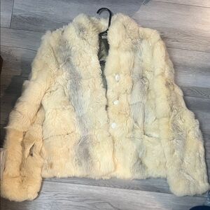 Elegant real mink rabbit Cream Women's Jacket Sz small - M